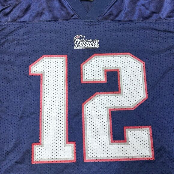 Vintage Tom Brady Reebok New England Patriots Jersey #12 Size Large 14-16 Youth - Picture 3 of 7